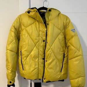 Yellow Puffer Jacket with Hood